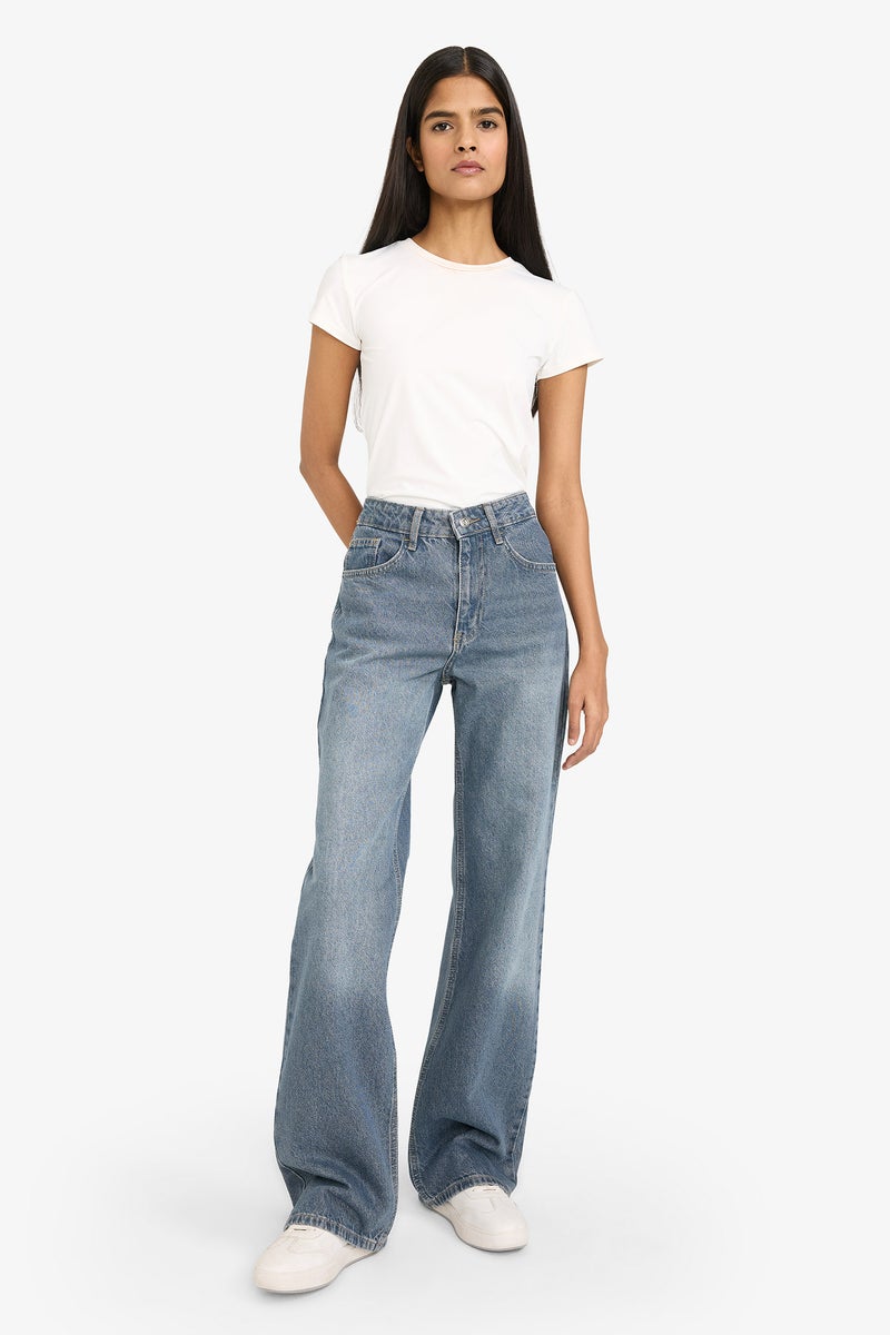 ديفاكتو بنطلون جينز قصة مستقيمة واسعة - Image 1